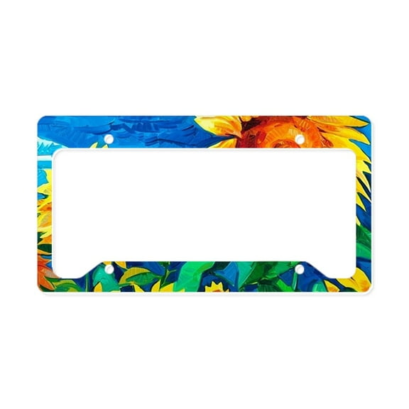CafePress - Sunflowers Painting License Plate Holder - Aluminum License Plate Frame, License Tag Holder