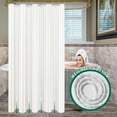 thumbnail image 3 of Biscaynebay Fabric Shower Curtain or Liner 72" by 72", Ivory Water Repellent Damask Stripes Bathroom Curtains Machine Washable, 3 of 18