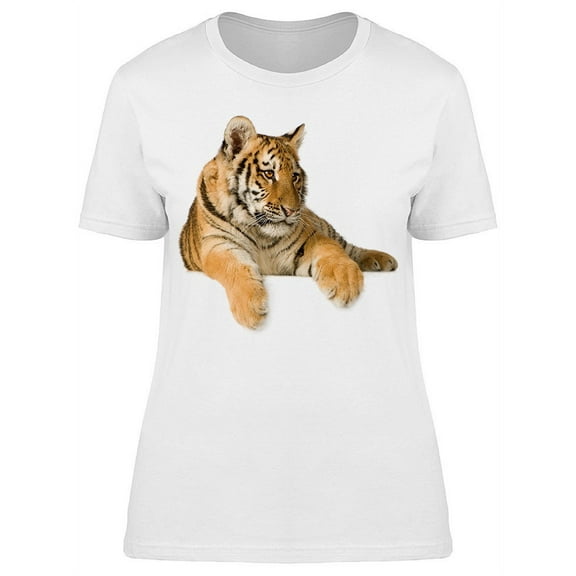 Lying And Looking Orange Tiger T-Shirt Women -Image by Shutterstock, Female x-Large