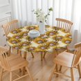 thumbnail image 3 of Beige Sunflower Pattern Round Fitted Tablecloth with Elastic Edge,Dining Table Cover Waterproof,Outdoor Round Tablecloth for Camping,Dining,Indoor and Outdoor, 3 of 7