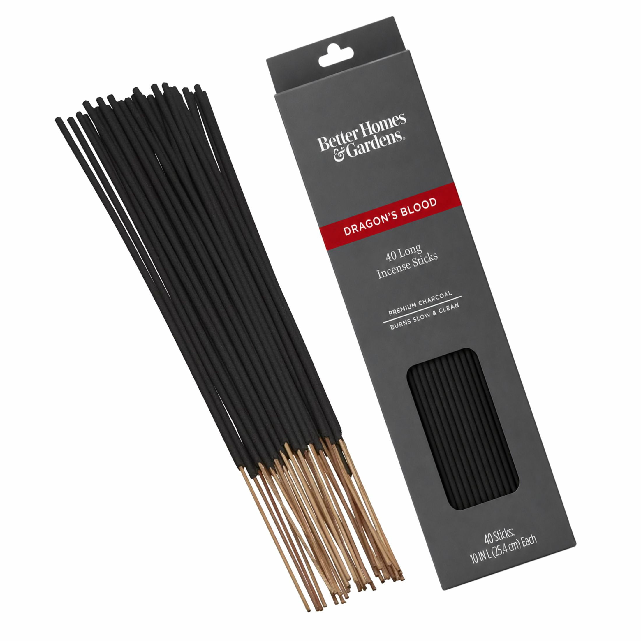 Better Homes & Gardens 10” Premium Charcoal Incense Sticks, Dragon's Blood, 40 Pack