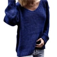thumbnail image 1 of Qarigey Suéter de manga larga con cuello para mujer y adolescente, camisa de punto básica cálida para mujer, ropa de moda, accesorios Prendas para la parte del cuerpo SG Dunkelblau Qarigey AP009144-12, 1 of 6