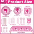 thumbnail image 3 of 161CT Pink Girl Babe Happy Birthday Party Supplies Babe Head Paper Plates Cups Straw Napkins Spoon Fork knives Tablecloth Hot Pink Girl Party Decorations Tableware for 20 Guests for Bday Baby Shower, 3 of 9