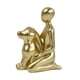 thumbnail image 3 of Figura decorativa de hombre con perro para estante, 10x6,5x13,3 cm, ideal para dueños de mascotas. Dorado, 3 of 9