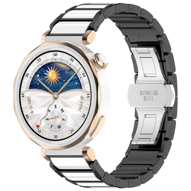 3 Link Ceramic Watch Band – Quality Scratch Sleek Design For Men & Women – Compatible With Smartwatches & Timepieces