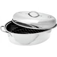 thumbnail image 6 of Fox Run Oval Roasting Pan with Lid and Roasting Rack, Stainless Steel, 10 Quart, 6 of 7