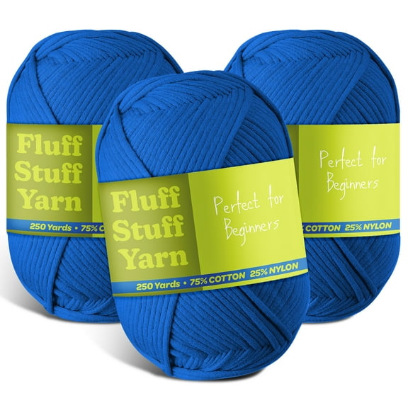LammaLoe Cotton Yarn For Crocheting And Knitting, (250 Yards) Worsted Medium #4 Crochet Yarn For Beginners, 3 Pack, Royal Blue