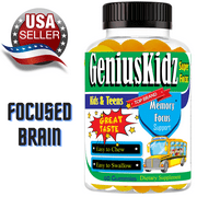 Geniuskidz Brain Focus Supplement Kids Focus and Attention Supplements Brain Booster Vitamins for Kids,Omega 3 Gummies for Kids & Teens- 60ct