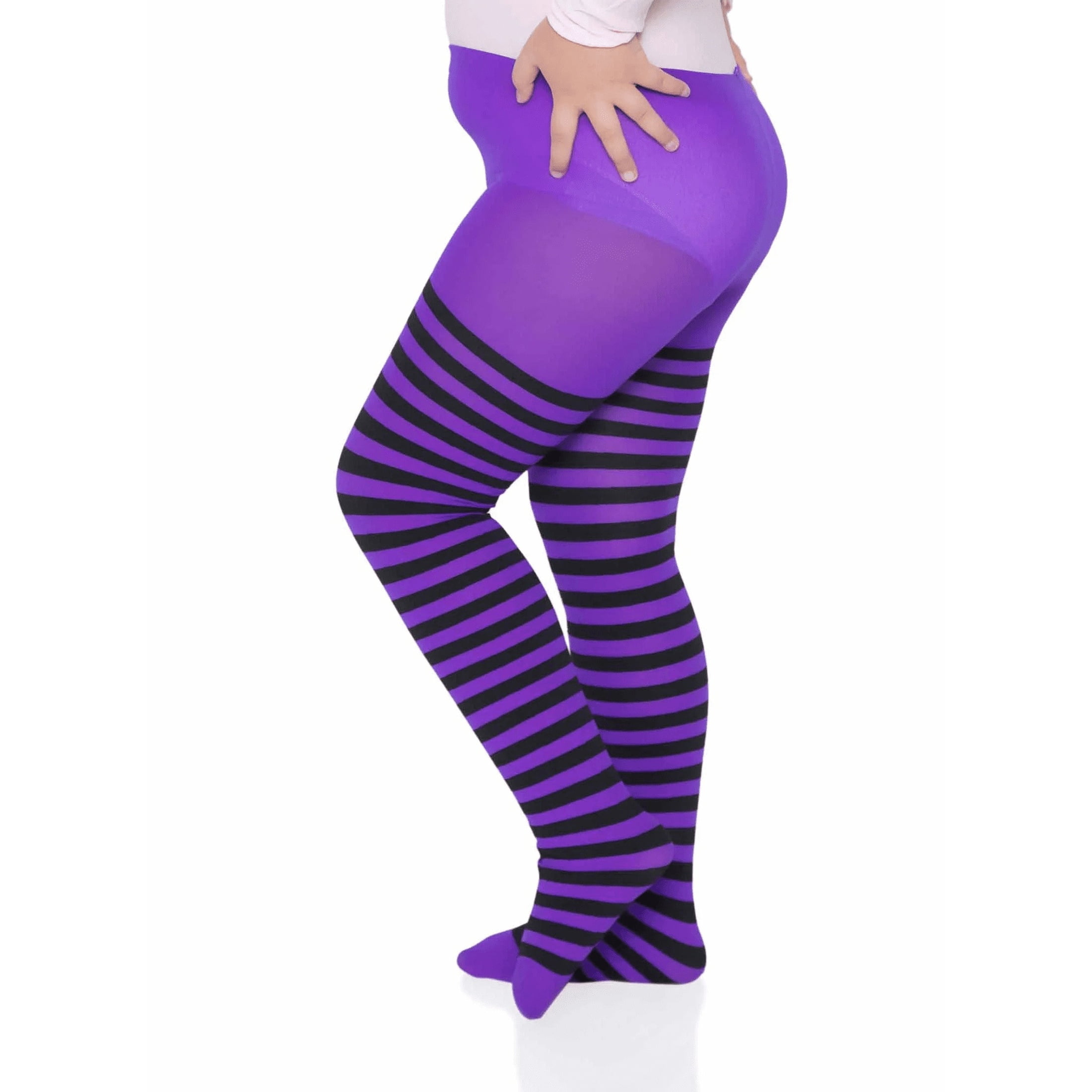 Striped Tights Costume Accessory for Children, Black and Purple, M (7/8), Halloween by Way To Celebrate