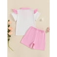 thumbnail image 3 of aturustex Little Girls 2pcs Gold Shorts Outfits 12M 18M 2T 3T 4T 5T Toddler Baby Short Sleeve T-shirts Cart Half Button-up Shirts Lapel Neck Tops with Casual Summer Clothes for Holiday Party, 3 of 6