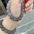 thumbnail image 3 of rygai Women Bracelet Elegant Gradient Half Transparent Glossy Glass Round Beads Ladies Bracelet Fashion Jewelry,Grey, 3 of 7