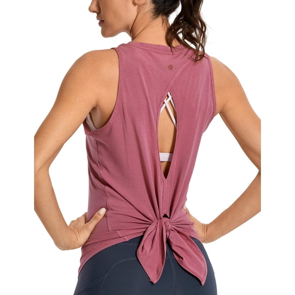 Remera CRZ YOGA sin mangas de algodón Pima con lazo en la espalda, talle pequeño