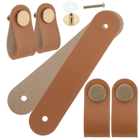 Leather Handle 6 Pcs Furniture Accessory Door Drawer Pulls Dresser for Closet Kids Child
