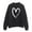 Black, variant on Womens Basic Tops Fall Winter Loose Fit Crew Neck Long Sleeve Dolman Cold Shoulder Ribbed Knit Heart Print Leisure Cotton Sweatshirt (Grey,M)