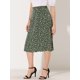 thumbnail image 3 of INSPIRE CHIC Falda midi de una línea con estampado floral para mujer Faldas vintage de gasa de verano Verde L, 3 of 5