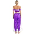 thumbnail image 2 of iiniim Women Arabian Princess Sequins Belly Dance Jumpsuits Halloween Party Purple 3XL, 2 of 7