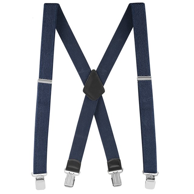 Buyless Fashion Textured Suspenders for Men - 48" Adjustable Straps 1 1/4" - X Back with Metal Clips