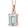 thumbnail image 2 of Gem Stone King 925 Sterling Silver CZ Simulated Diamond Pendant Necklace for Women (5.63 Cttw, Emerald Cut 10X8MM, with 18 inch Chain), 2 of 5
