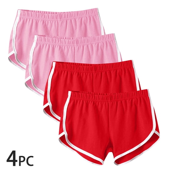LEBONYARD Women Yoga Shorts,Women’s Elastic Waist Summer Solid Casual Outing Shorts Pants Red S