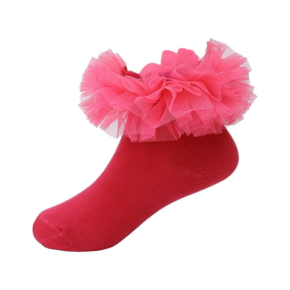 Ketyyh-chn99 Girls Knee-High Socks Ruffle Socks For Toddler Baby Girls Dress Socks Kids Ankle Tutu Socks for 6-12 Months,Hot Pink