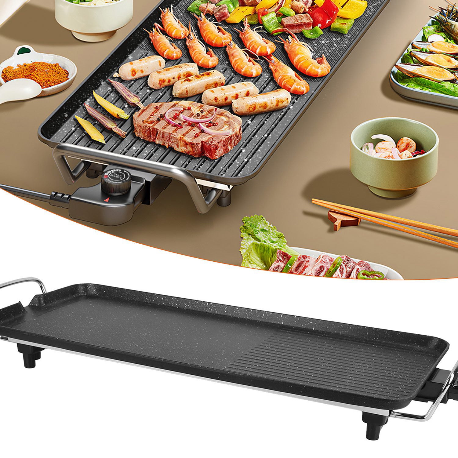 Imountek 29in Electric Griddle, 1500W Hot Plate Cooking BBQ Grill, Non-Stick Table Top Grill