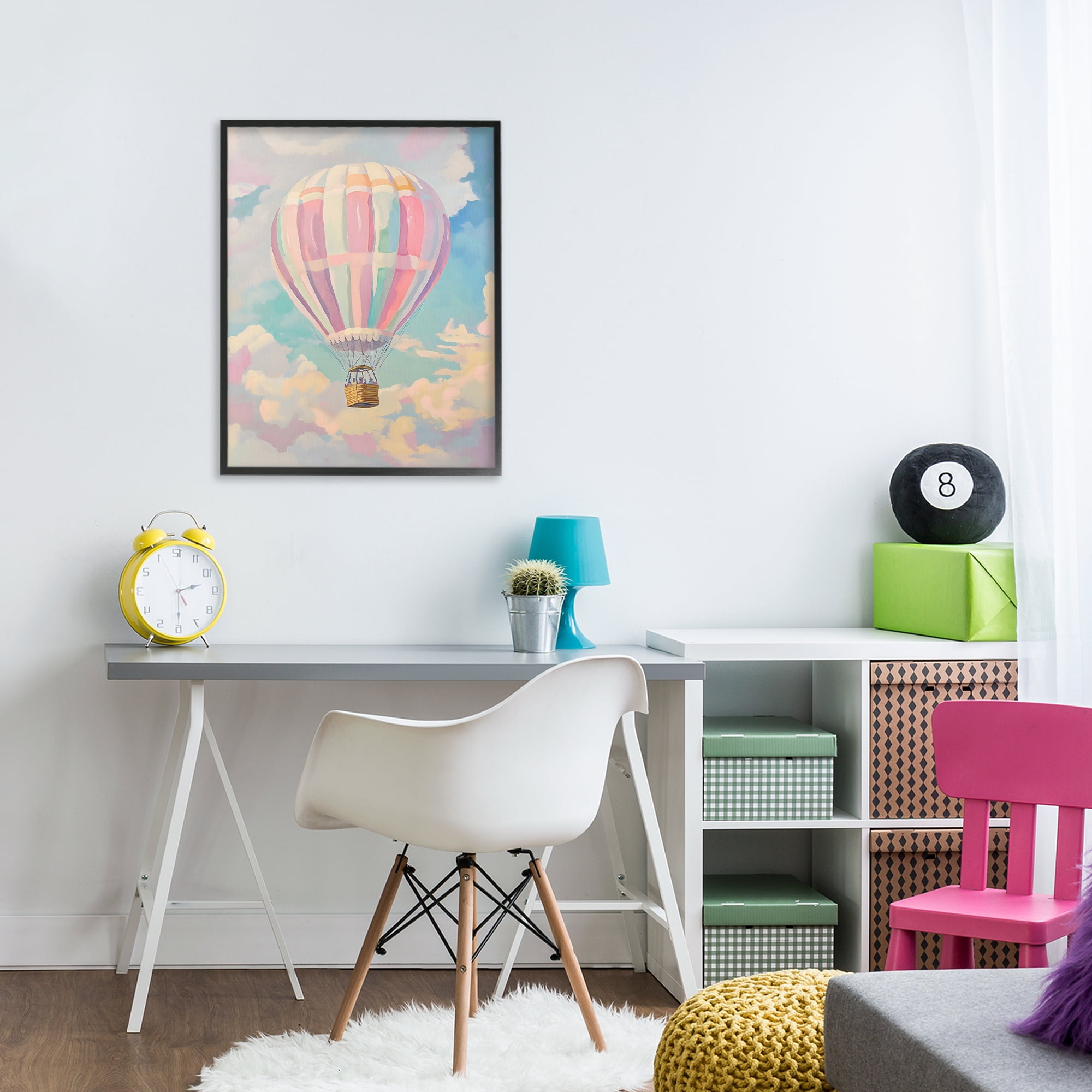 Stupell Industries Pastel Hot Air Balloon Black Framed Giclee Art, design by The Prints Vibe