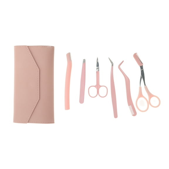 Unique Bargains 1 Set Durable Multifunctional Eyebrow Scissor Kit Pink