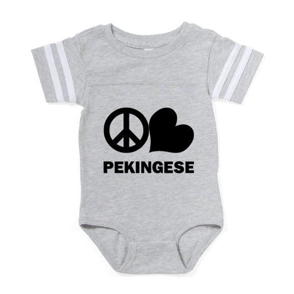 CafePress - FIN Peace Love Pekingese - Cute Infant Baby Football Bodysuit
