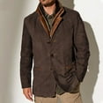 thumbnail image 2 of WTOBBY Men's Long Work Jacket with Spliced Button Pockets, Solid Color Casual Coat for Outdoor and Everyday Use with Modern Style,Coffee L, 2 of 4