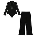 thumbnail image 3 of TiaoBug Boys Girls Latin Dance Outfits Gymnastics Rhinestones Long Sleeve Leotard with Leggings Black 6, 3 of 7