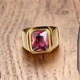thumbnail image 3 of PAMTIER Men's Stainless Steel Simple Gold Plated Ring with Square Red Gem Stone Size 6, 3 of 6