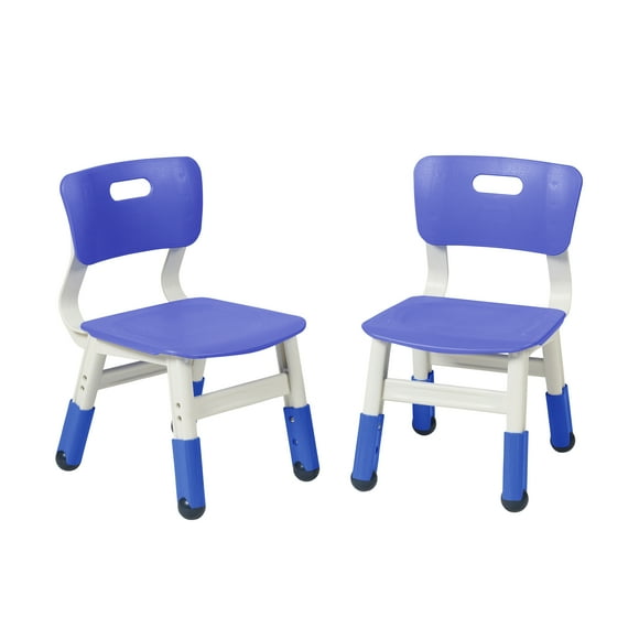 ECR4Kids Classroom Plastic Chairs, Kids Seating with Adjustable Seat Height, 2-Pack - Blue