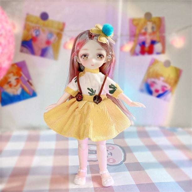 Muñeca de Anime de 23cm para niñas, muñeco de cara de dibujos animados Bjd con ropa, regalo de cumpleaños, novedad, 1/7