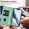thumbnail image 4 of For Samsung Galaxy A17 5G 6.7inch Phone Case Wallet, Flip Leather TPU Cover with Card Holder Wrist Strap Shockproof Phone Case,Mint Green,For Galaxy A17, 4 of 11