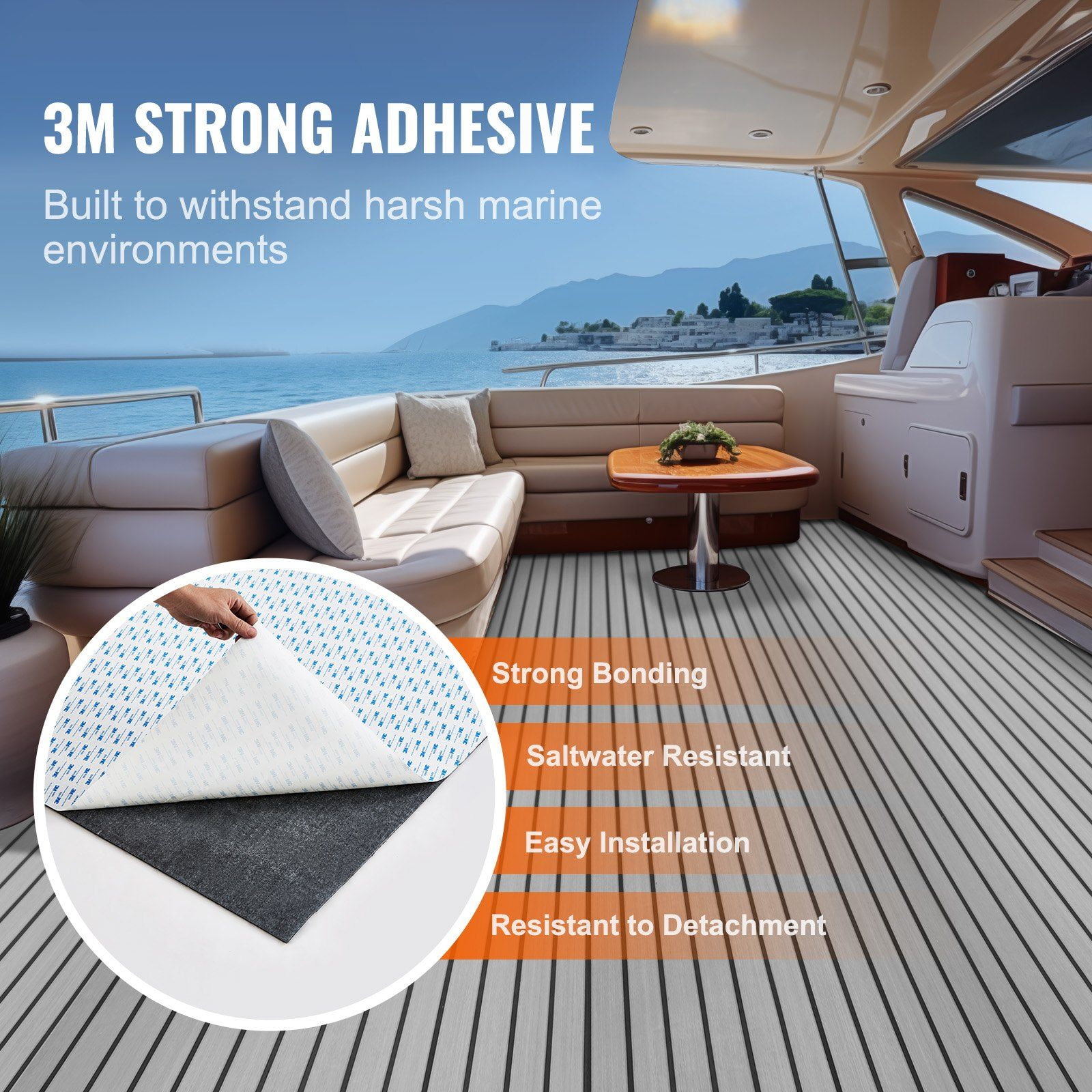 EVA Foam Boat Decking 94.5" x 45.7" (29.9 sq.ft) | Non-Slip Self-Adhesive Marine Carpet Padding for Boats, Yachts, Pontoons, Kayaks | Waterproof Boat Flooring