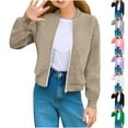thumbnail image 1 of MKOSPLRT Zip Up Jacket for Girl Long Sleeve Crop Bomber Jacket Solid Textured Lounge Sweatshirts Lightweight Fall Jacket Coats, 1 of 8