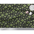 thumbnail image 2 of Soimoi Black Rayon Fabric Clover Leaves Floral Print Printed Craft Fabric By the Yard 58 Inch Wide, 2 of 3