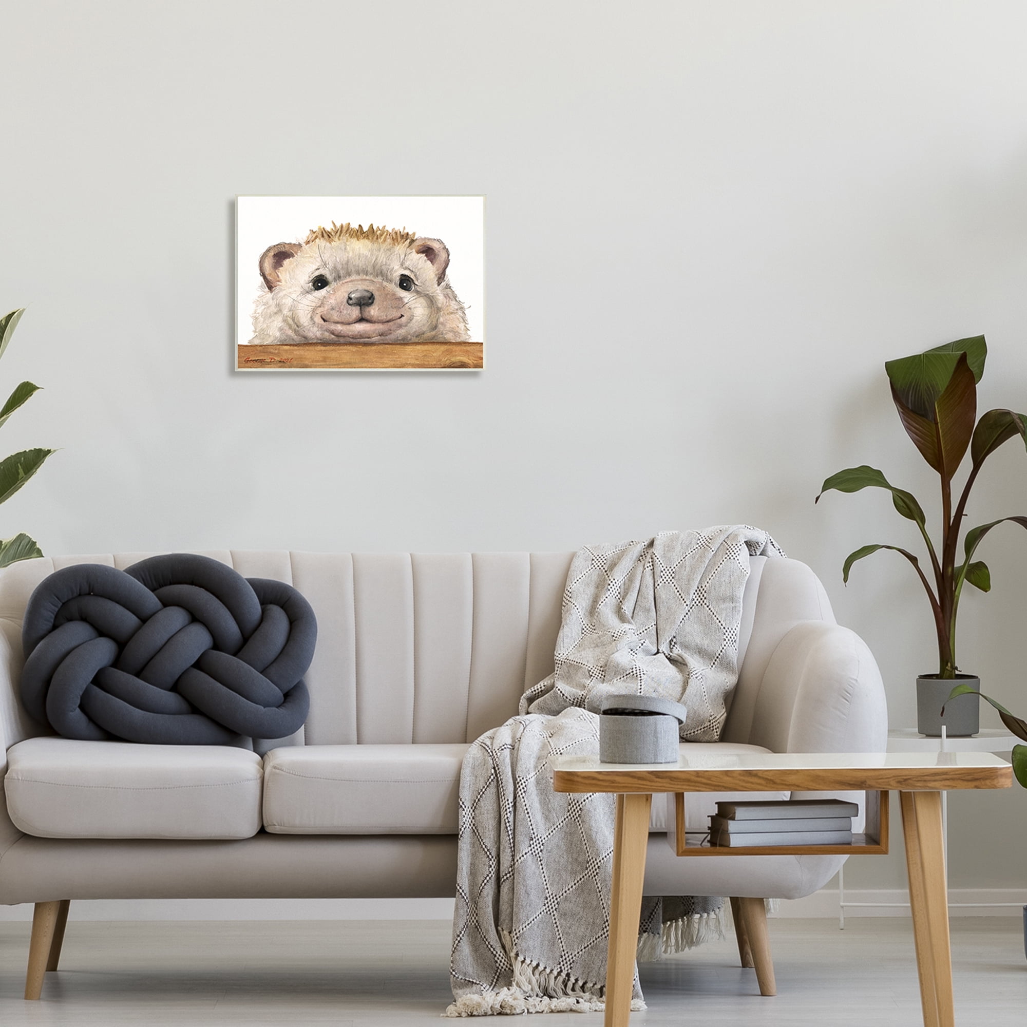 Stupell Industries Expressive Hedgehog Peeking Smiling Casual Animal Painting Unframed Art Print Wall Art, Design by George Dyachenko