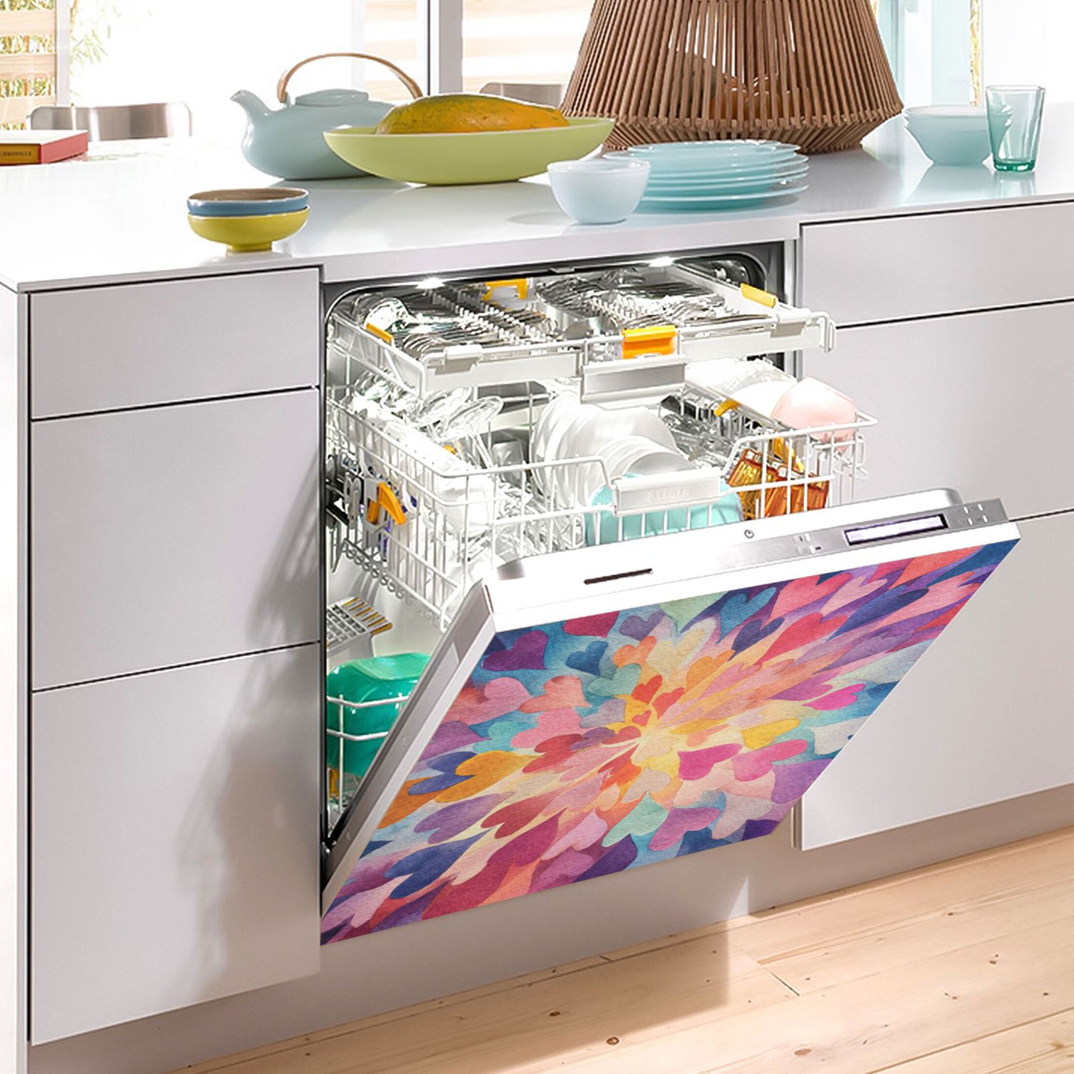 IAUYY Magnetic decorative sticker - 23x26 Inch PVC Refrigerator Decorative Cover, Removable DIY Art for Kitchen Appliances Numerous Heart Shaped Patterns