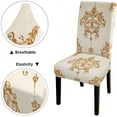 thumbnail image 3 of Luxury Texture Fabric Pattern Baroque Damask Chair Covers Floral Pattern Slipcovers for Chairs Set of 6 Stretch Removable Washable Slipcovers for Dining Room Hotel Kitchen, 3 of 6