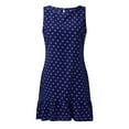 thumbnail image 4 of Odeerbi Summer 2024 Casual Dresses for Women Fashion Round Neck Sleeveless Loose Large Swing Ruffle Dress Navy, 4 of 7