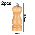 thumbnail image 2 of Manual Refillable Solid oak Wood Salt Shaker and Pepper Grinder Spice Mill Set Ceramic Rotor Steel Core with Strong Adjustable Coarseness (Set of 2, oak ), 2 of 5