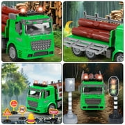 UQN Log Truck Toys for Boys Age 4-7, Inertia Tow Truck Toy, Truck And Trailer Toys for Boys, Lights and Sounds,Log Tractor Kids Toy Truck, Christmas Birthday Gift for Boys/Toddlers 3 4 5 6 7 8