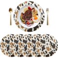 thumbnail image 3 of Coolnut Round Braided Placemats Set of 4,Cow Print Washable Dining Table Durable PVC 15 Inch Non-Slip Heat Resistant Place Mats for Table Decor Home Decor, 3 of 7