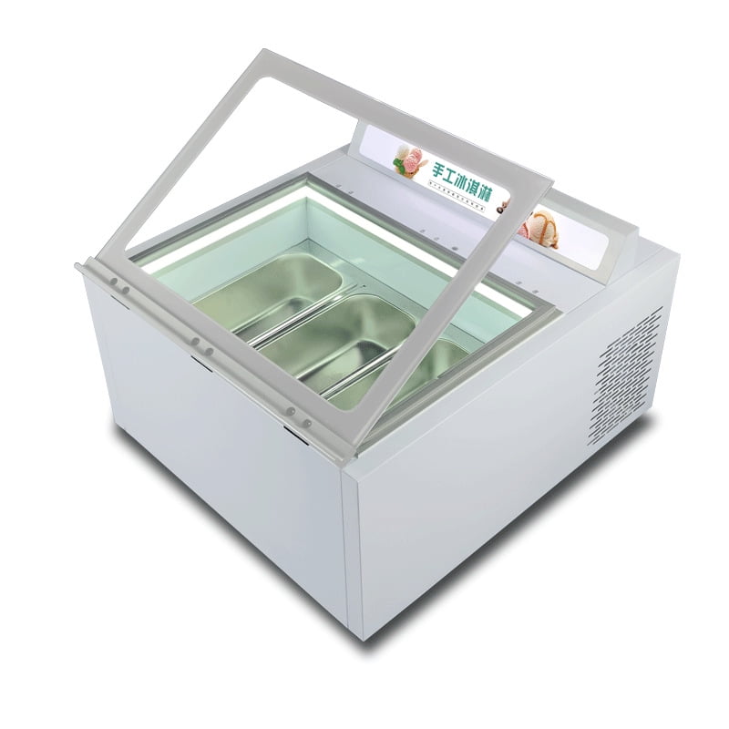 Mvckyi Gelato Display Case 1/3GN Pan, Ice Cream Freezer Showcase Cabinet, Counter Cycle Refrigeration with Led Lighting, Fast Cooling Sorbet Chest Fridge