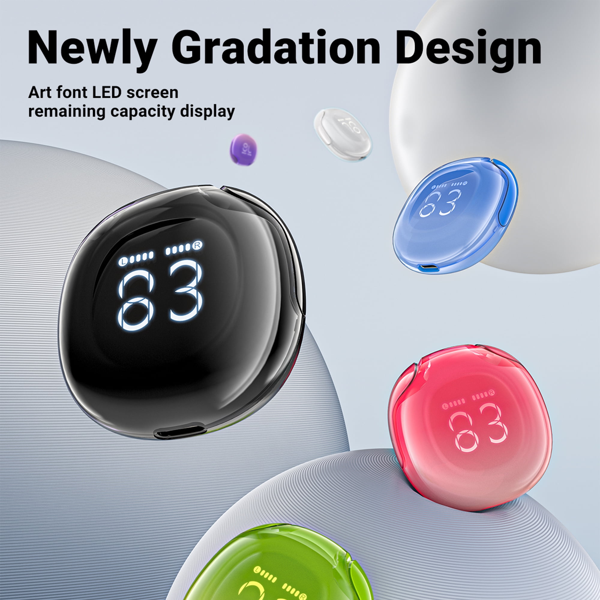 ACEFAST Wireless Earbuds Bluetooth 5.3 Noise Reduction TWS In-Ear Headset with LED Battery Display for Android/iOS (Black)