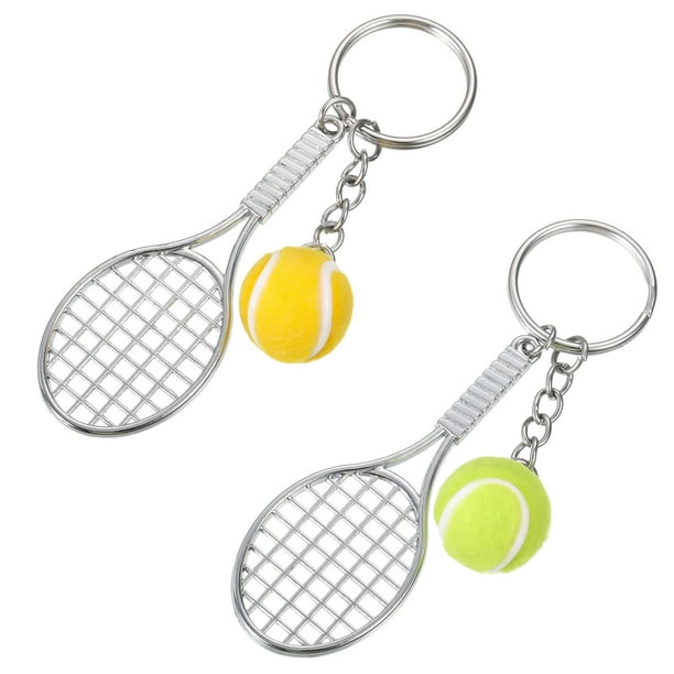 Cateissary 2 unids/set llavero de raqueta de tenis ligero compacto y moderno imprescindible para regalos de fanáticos del tenis Teléfono y Comunicación