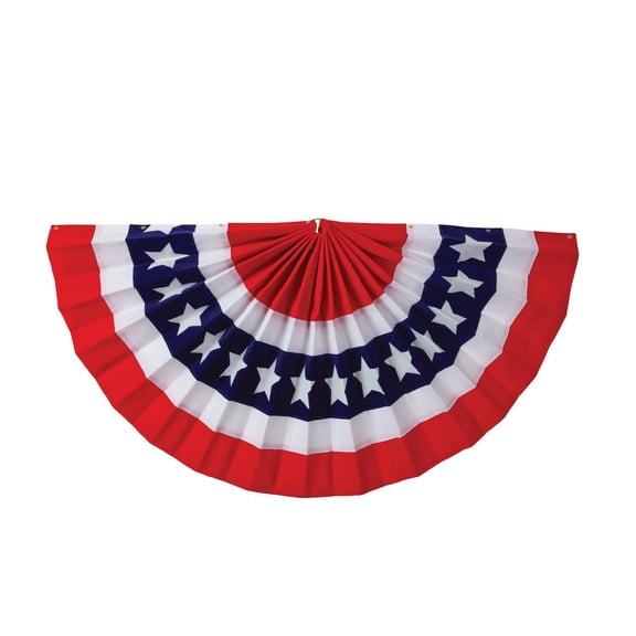 Flocked Stars and Stripes Bunting Decoration, Red/White/Blue, 18" x 36", by Way to Celebrate