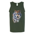 thumbnail image 2 of Wolf Oil Painting Animal Lover Mens Graphic Tank Top, Forest Green, Small, 2 of 3