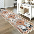 thumbnail image 3 of Findosom 2'x8' Vintage Boho Runner Rug Washable Non-slip Area Rug,Hallway Indoor Farmhouse Bedroom Kitchen Living Room Non Shedding Runner, Contemporary Low Plie Floor Carpet Doormat,Orange, 3 of 9